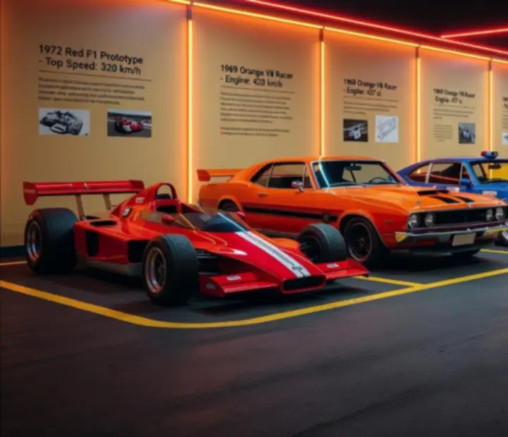 Autóválasztás a Retro Road Racer garázsában – különböző stílusú járművek
