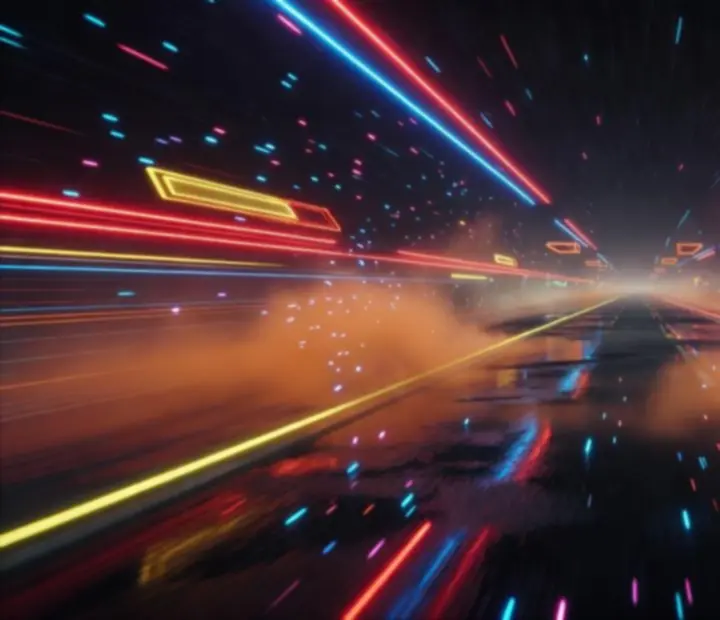 Retro ihletésű vizuális effektek, sebességvonalak és vibráló fények a Retro Road Racerben